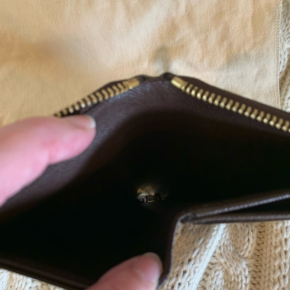 Louis Vuitton Brown Checkered Wallet with Gold Zipper # M12142 - Picture 7 of 16